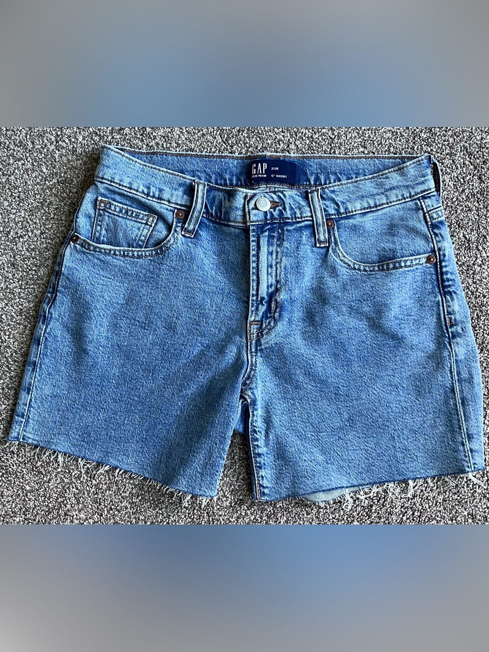 GAP Mid-Rise Raw Hem Denim Shorts